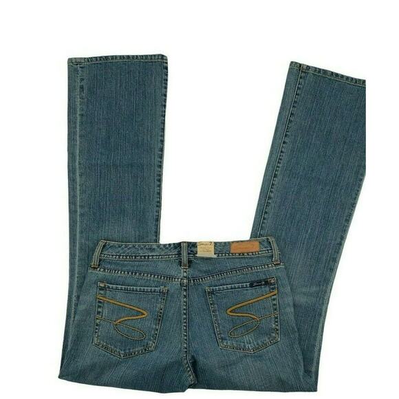 Seven7 Denim Jeans Womens Size 32 Flare Mid Rise Medium Wash Whiskers Denim NWT - Picture 8 of 11